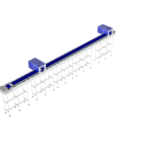Przenośnik zabierakowy z dwoma punktami zrzutu