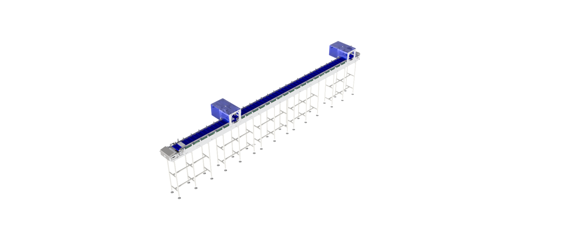 Przenośnik zabierakowy z dwoma punktami zrzutu
